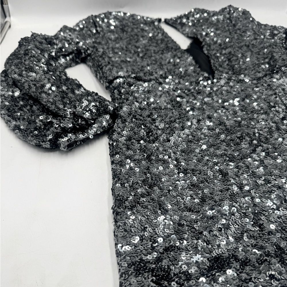 NWT O.P.T. Silver Gunmetal Sequins Bodycon Rumi Mini Dress Size US Smalll - Picture 11 of 16